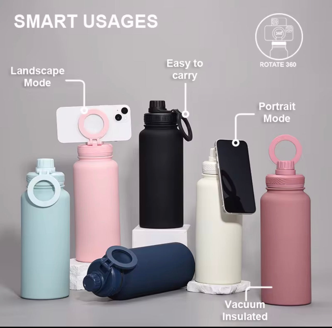 Magnetic phone bottle holder